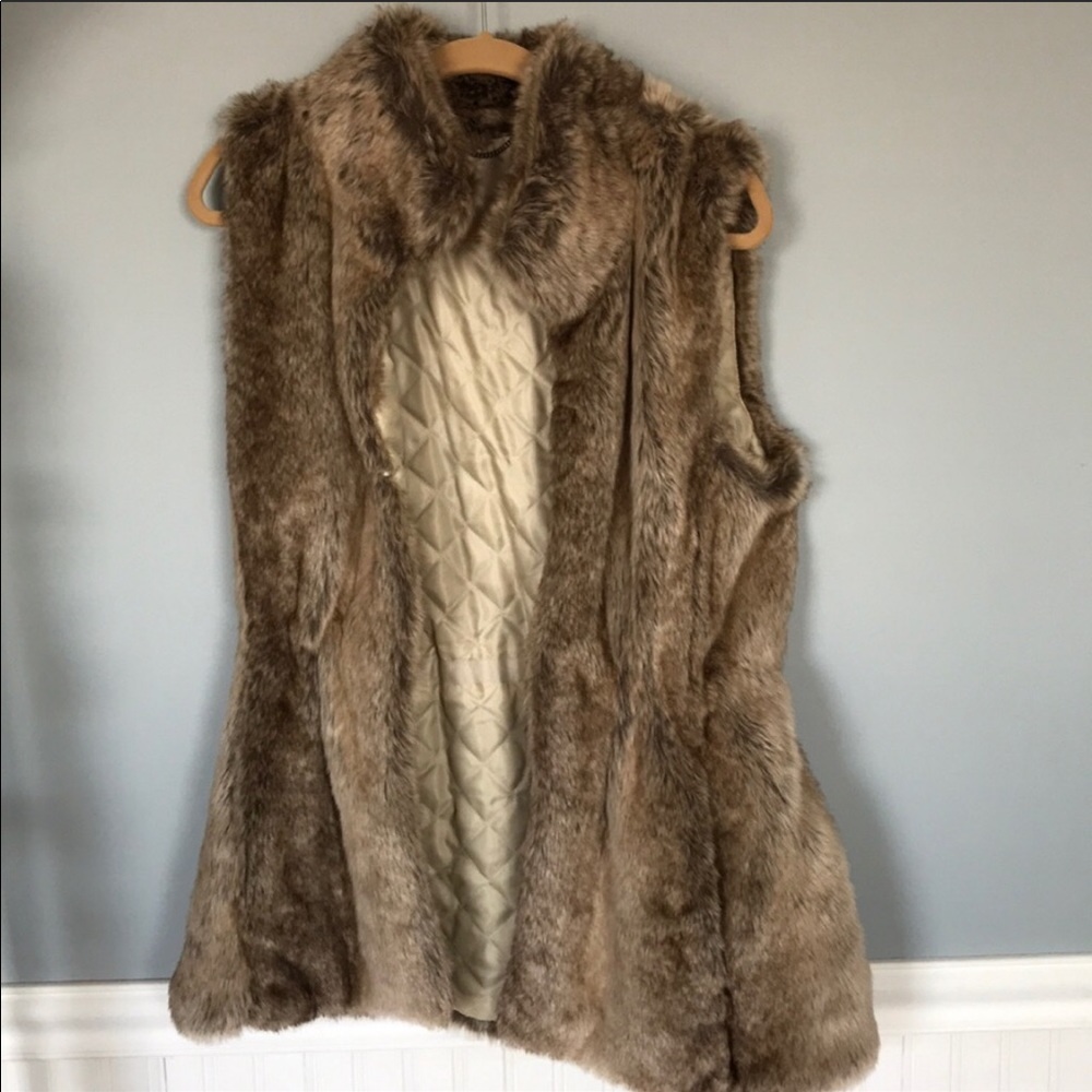 Banana Republic Fur Vest with waist cinch
